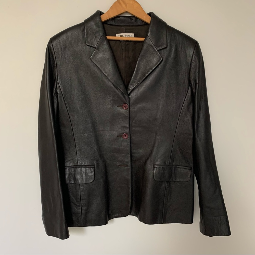 Dark Brown Leather Blazer
